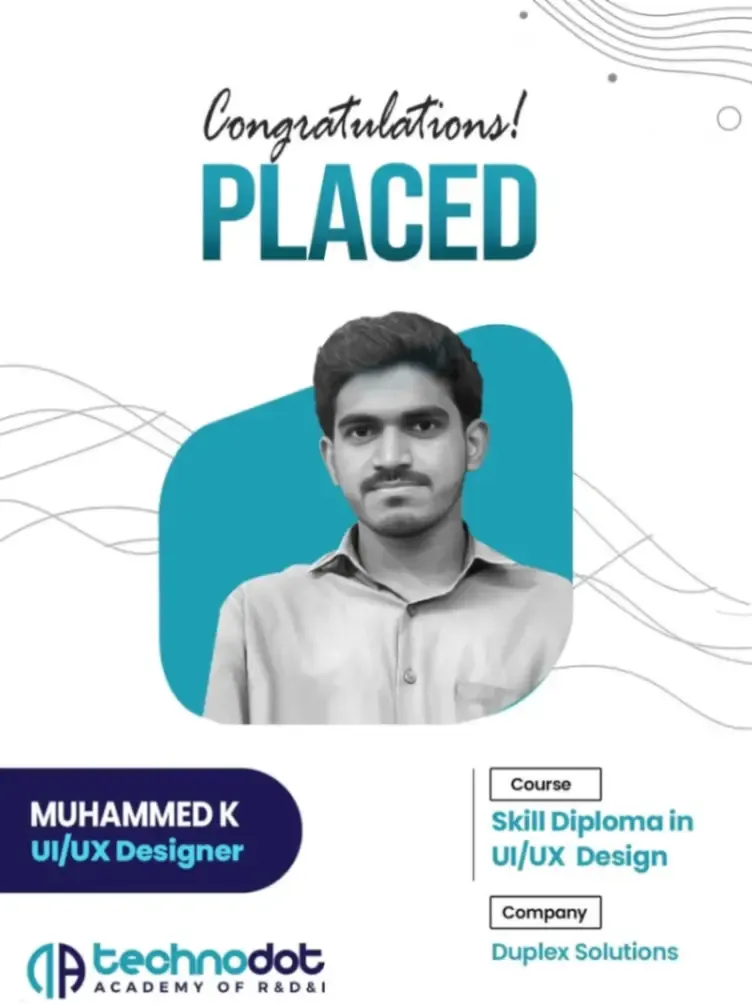Another proud moment for Technodot Academy as our student Muhammed K secures a position as a UI-.webp